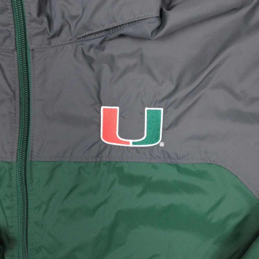 Miami‎ Hurricanes Jacket Mens Large Green Columbia Windbreaker Logo College